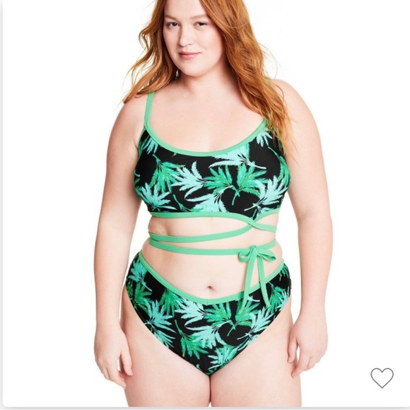 NWT Fe Noel Target Feathered Palm Print High Leg Cheeky Bikini Bottom Size XXL - Picture 3 of 11